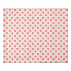 Pink polka dots on cream duvet cover