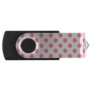 Pink polka dots on cream flash drive