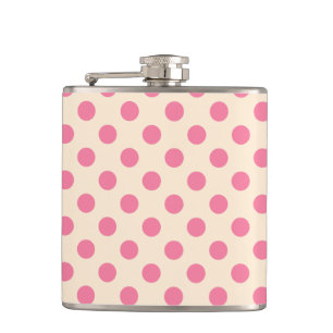 Pink polka dots on cream flask