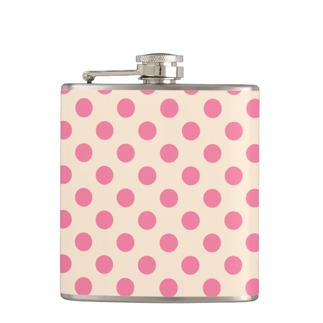 Pink polka dots on cream flask (Front)