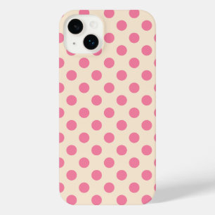 Pink polka dots on cream iPhone 14 plus case