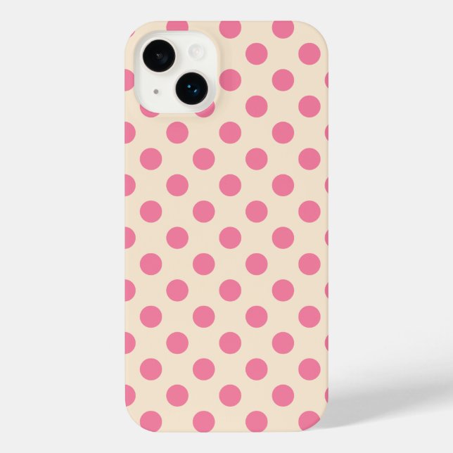 Pink polka dots on cream iPhone case (Back)
