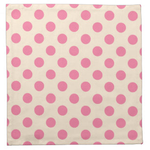 Pink polka dots on cream napkin