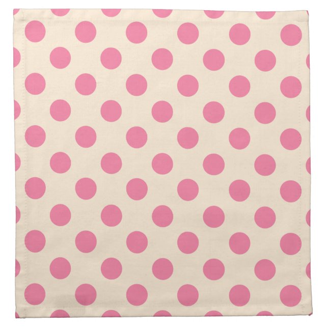 Pink polka dots on cream napkin (Front)