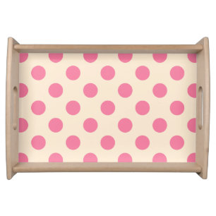 Pink polka dots on cream serving tray