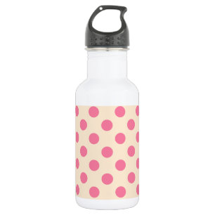 Pink polka dots on cream stainless steel water bottle