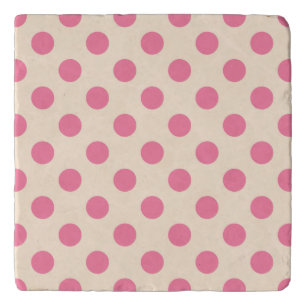 Pink polka dots on cream trivet