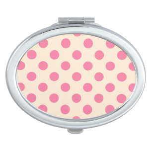 Pink polka dots on cream vanity mirror