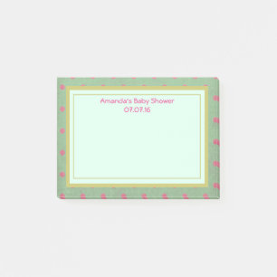 Pink polka Dots on Green Baby Shower Post-it Notes