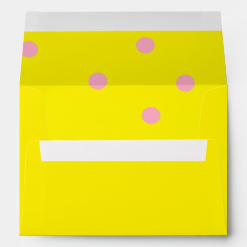 Pink polka dots on yellow  envelope