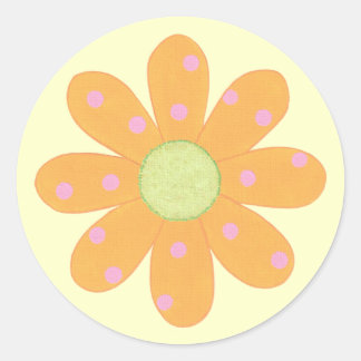 Pink Polka Dots on Yellow Orange Flower Stickers
