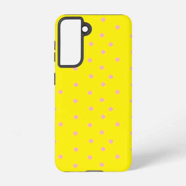 Pink polka dots on yellow  samsung galaxy case (Back)