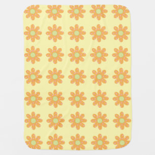 Pink Polka Dots Orange Daisy Flowers Baby Blankets
