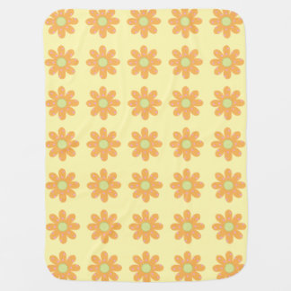 Pink Polka Dots Orange Daisy Flowers Baby Blankets