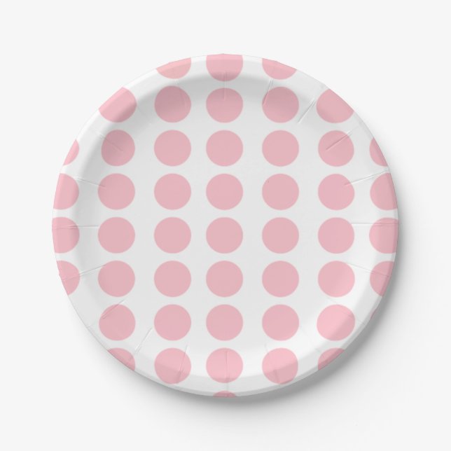 Pink Polka Dots  Paper Plates (Front)
