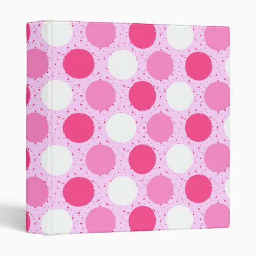 Pink polka dots pattern 3 ring binder
