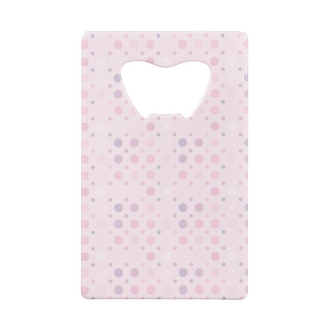 Pink Polka Dots Pattern on Pink Credit Card Bottle Opener (Back)