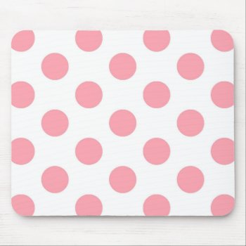 Pink Polka Dots Pattern On White Girly Mouse Pad by stdjura at Zazzle