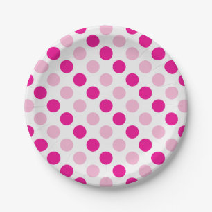Pink polka dots pattern paper plates