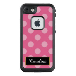 Pink Polka Dots Pattern,  Personalized LifeProof FRĒ iPhone 7 Case