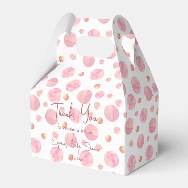 Pink  polka dots personalized favor box (Front Side)