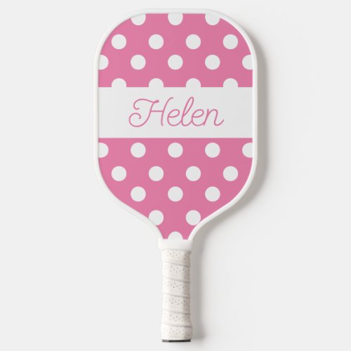 Pink Polka Dots Pickleball Personalized Paddle