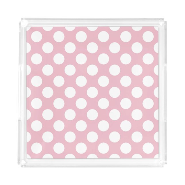 Pink Polka Dots, Polka Dot Pattern, Dots, Dotted Acrylic Tray (Front)