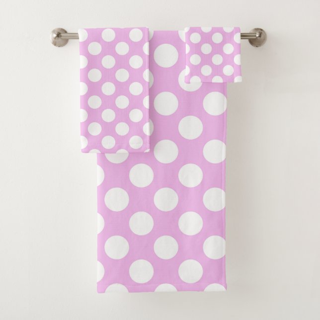 Pink Polka Dots, Polka Dot Pattern, Dots, Dotted Bath Towel Set (Insitu)