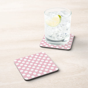 Pink Polka Dots, Polka Dot Pattern, Dots, Dotted Beverage Coaster