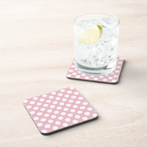 Pink Polka Dots Polka Dot Pattern Dots Dotted Beverage Coaster