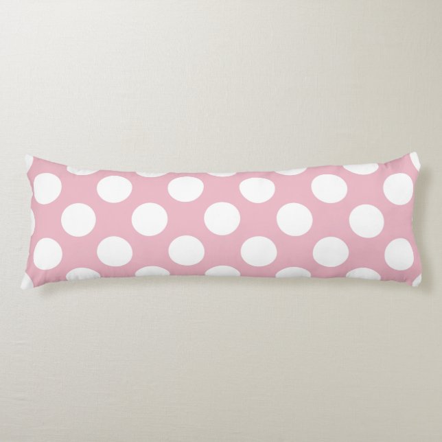 Pink Polka Dots, Polka Dot Pattern, Dots, Dotted Body Pillow (Front)