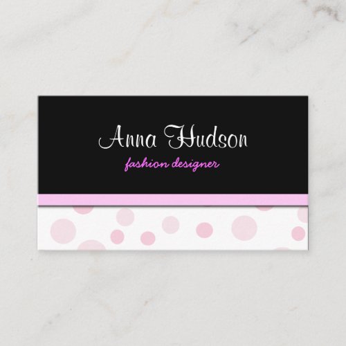 Small and Big Dots Ribbon Pale Pink White Business Card Templates