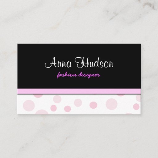 Customizable Small and Big Dots Ribbon Pale Pink White Business Card Templates
