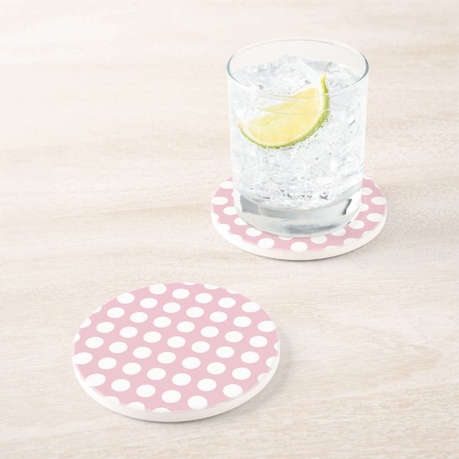 Pink Polka Dots, Polka Dot Pattern, Dots, Dotted Coaster (Side)