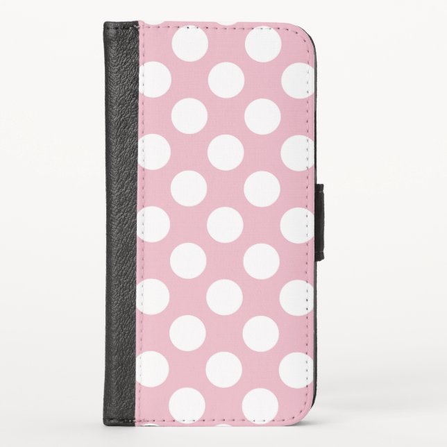 Pink Polka Dots, Polka Dot Pattern, Dots, Dotted iPhone Wallet Case (Front)