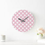 Pink Polka Dots, Polka Dot Pattern, Dots, Dotted Large Clock<br><div class="desc">Cute,  fun and adorable polka dot pattern in pink and white color. Modern and trendy gift,  perfect for the polka dots lover in your life.</div>