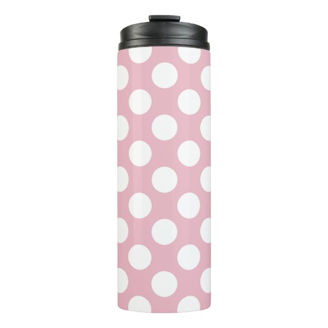 Pink Polka Dots, Polka Dot Pattern, Dots, Dotted Thermal Tumbler (Front)