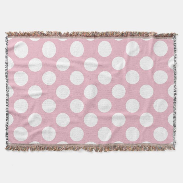 Pink Polka Dots, Polka Dot Pattern, Dots, Dotted Throw Blanket (Front)