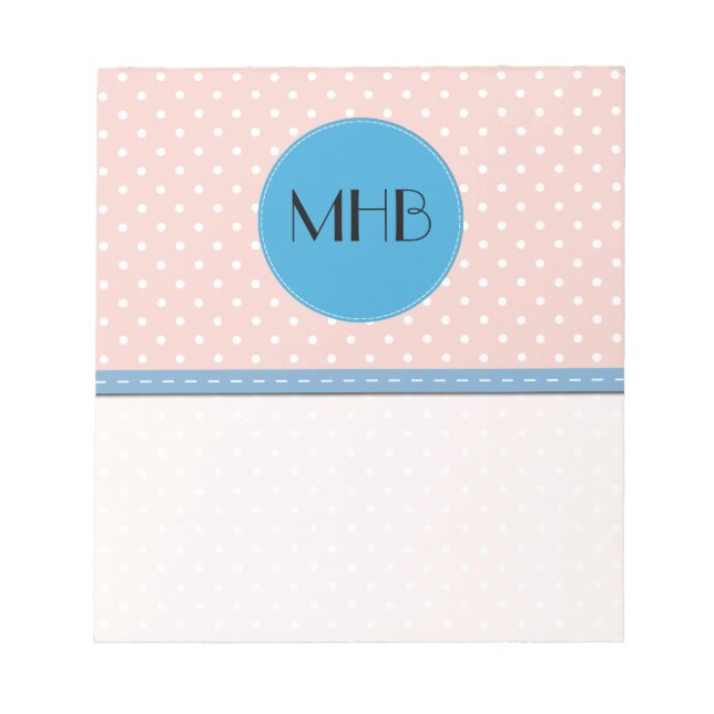 Pink Polka Dots, Polka Dot Pattern, Dots, Monogram Notepad (Front)