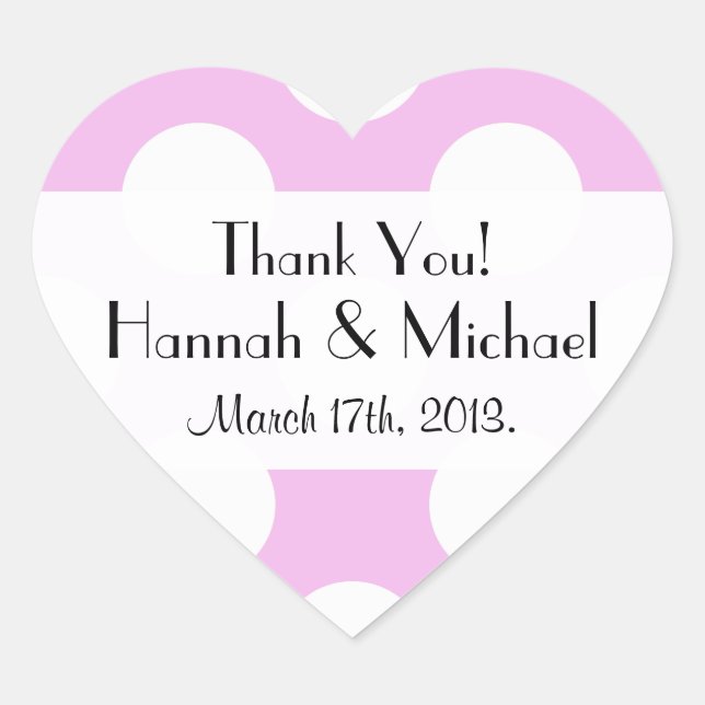 Pink Polka Dots, Polka Dot Pattern, Dots, Wedding Heart Sticker (Front)
