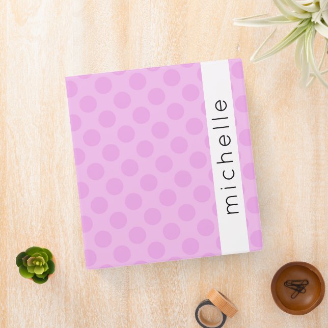 Pink Polka Dots, Polka Dot Pattern, Your Name Binder (In Situ)