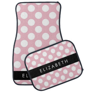 Pink Polka Dots, Polka Dot Pattern, Your Name Car Floor Mat