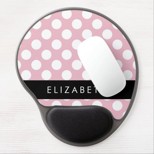 Pink Polka Dots Polka Dot Pattern Your Name Gel Mouse Pad