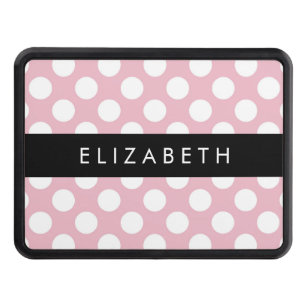 Pink Polka Dots, Polka Dot Pattern, Your Name Hitch Cover