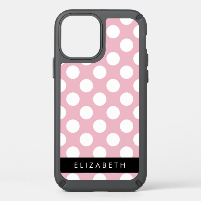 Pink Polka Dots, Polka Dot Pattern, Your Name Speck iPhone 12 Case (Front)