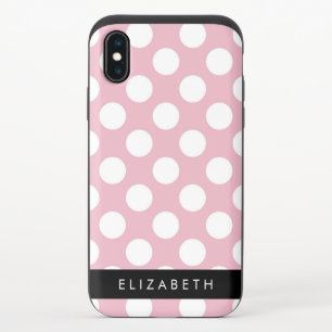 Pink Polka Dots, Polka Dot Pattern, Your Name iPhone X Slider Case