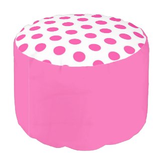 Pink Polka Dots Pouf