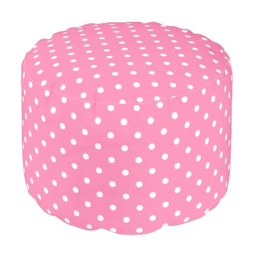 Pink Polka Dots Round Pouf