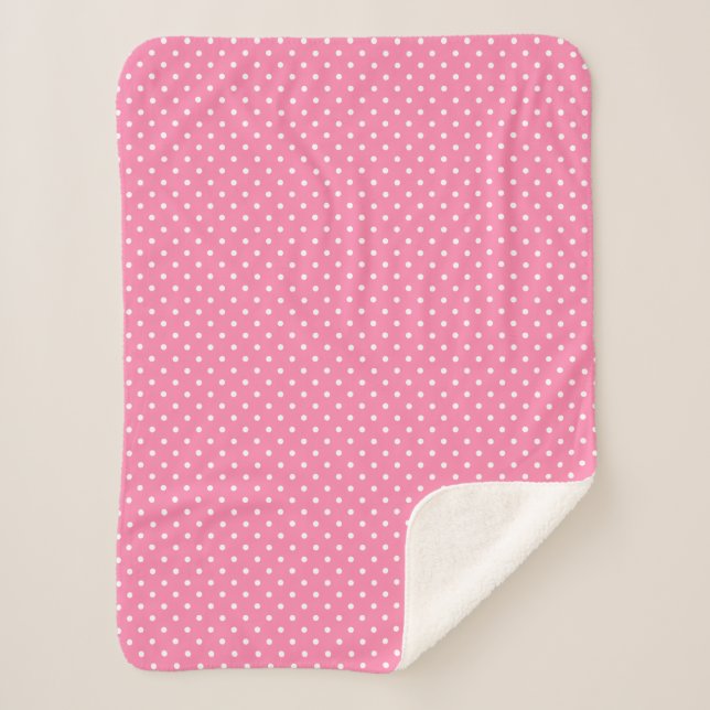 Pink Polka Dots Sherpa Blanket (Front)