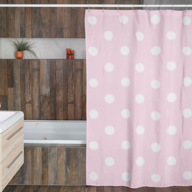 Pink Polka Dots Shower Curtain (Creator Uploaded)